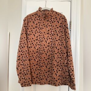 Lands' End Leopard-Print Fleece Pullover